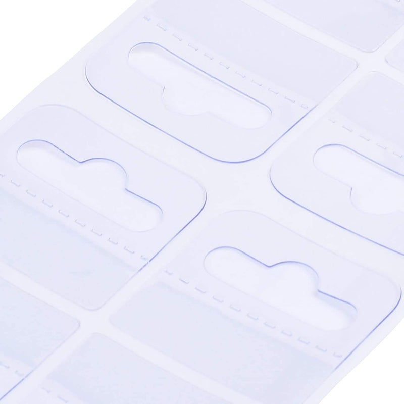BLUECELL 200 Pieces 1 3/4" x 1 1/2" Clear Slot Hole Adhensive Custom Hang Tabs Tags Hook for Store Retail Display - Image 3